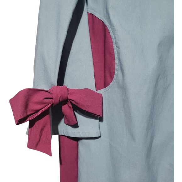 TOMMAZO Womens Artsy Boho Designer Dress L - Bell Sleeve- Shift Mid - Raspberry - Picture 3 of 8